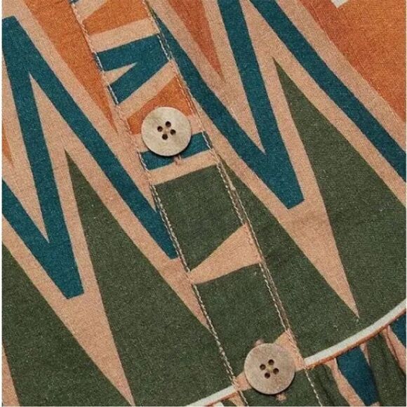 NWT Veronica Beard Tiffany Cropped Top in Tribal Print Linen Blend Tank Womens L - Picture 11 of 16